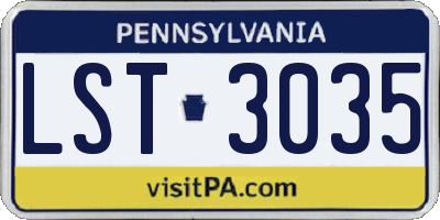 PA license plate LST3035