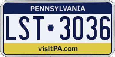 PA license plate LST3036