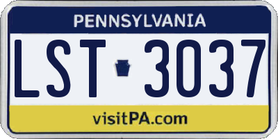 PA license plate LST3037