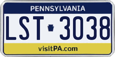 PA license plate LST3038