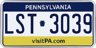 PA license plate LST3039