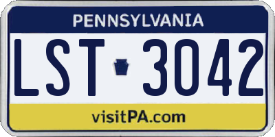 PA license plate LST3042