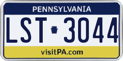 PA license plate LST3044