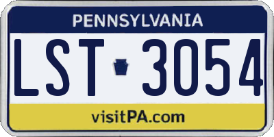 PA license plate LST3054
