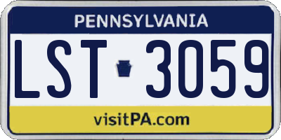 PA license plate LST3059