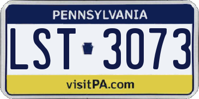 PA license plate LST3073