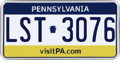 PA license plate LST3076