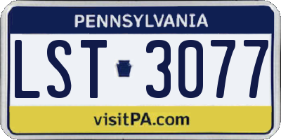 PA license plate LST3077
