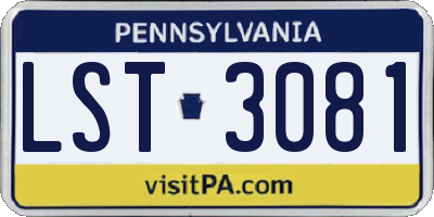 PA license plate LST3081