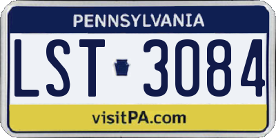 PA license plate LST3084