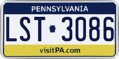 PA license plate LST3086