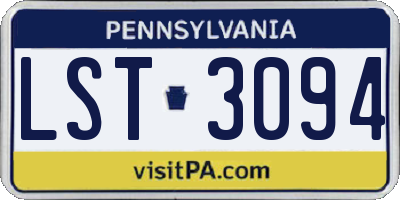 PA license plate LST3094