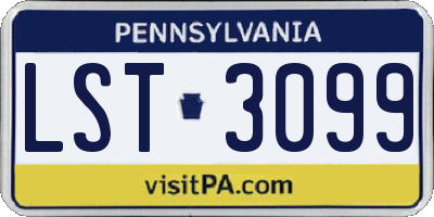 PA license plate LST3099