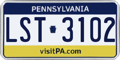PA license plate LST3102