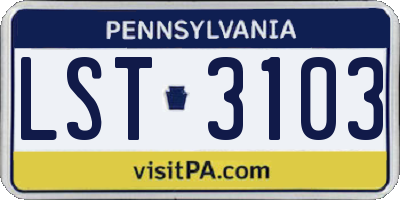 PA license plate LST3103