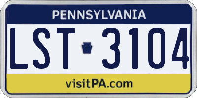 PA license plate LST3104