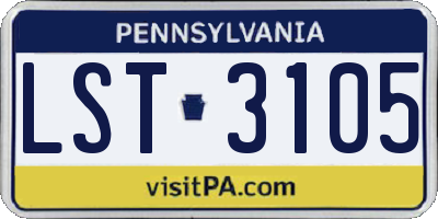 PA license plate LST3105