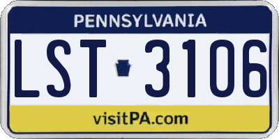 PA license plate LST3106
