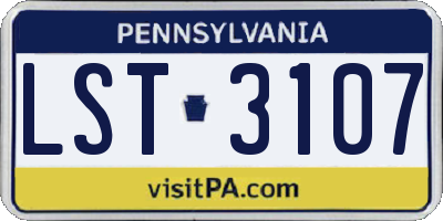 PA license plate LST3107