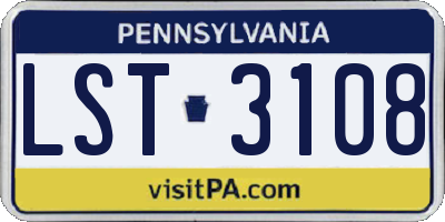 PA license plate LST3108