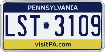 PA license plate LST3109