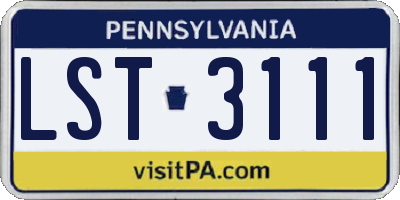 PA license plate LST3111