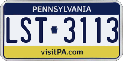 PA license plate LST3113