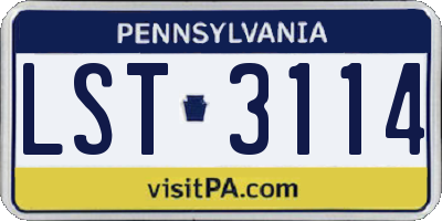 PA license plate LST3114