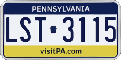 PA license plate LST3115