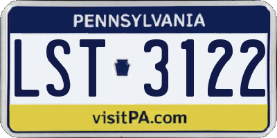 PA license plate LST3122