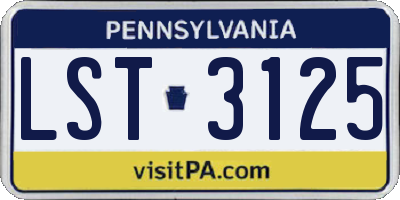 PA license plate LST3125
