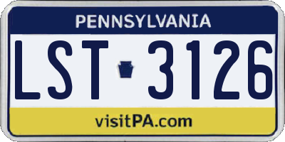 PA license plate LST3126