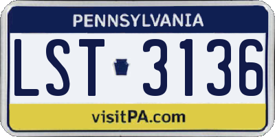 PA license plate LST3136