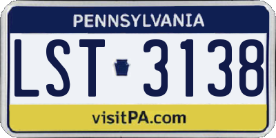 PA license plate LST3138
