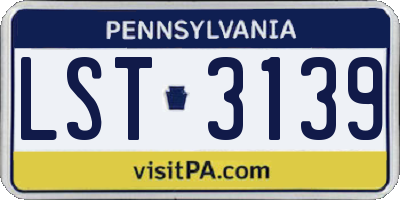 PA license plate LST3139