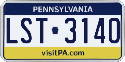 PA license plate LST3140