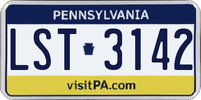 PA license plate LST3142