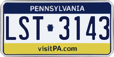 PA license plate LST3143