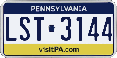 PA license plate LST3144