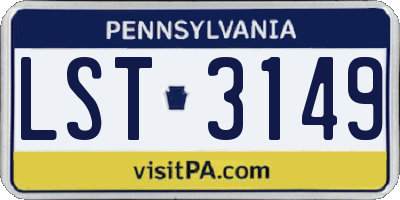 PA license plate LST3149