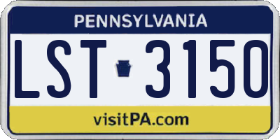 PA license plate LST3150