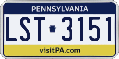 PA license plate LST3151