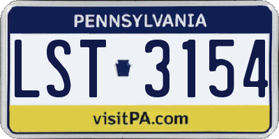 PA license plate LST3154