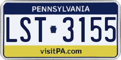 PA license plate LST3155