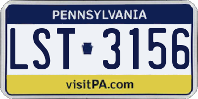 PA license plate LST3156