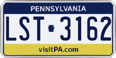 PA license plate LST3162