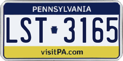 PA license plate LST3165