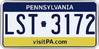 PA license plate LST3172