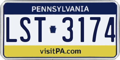 PA license plate LST3174