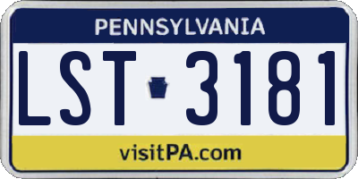 PA license plate LST3181